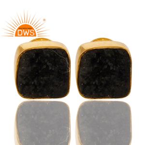 La plata esterlina más vendida 18K chapado en oro negro natural Druzy Gemstone Stud Earring Demi Fine Jewelry Fabricante - Product Image 3