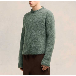 Pull tricoté à col rond respirant de haute qualité en coton avec logo personnalisé imprimé tricots d'hiver pour hommes approvisionnement ODM - Product Image 3