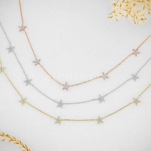 Collar de diamantes de estación de 5 estrellas Diseño delicado de Plata de Ley 925 DE LA India - Product Image 6