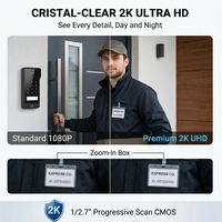 Videoportero Inteligente Hiwink 2K IP, Sistema de Intercomunicación Smart Life Tuya WiFi, Pantalla Táctil IPS, Sensor de Movimiento PIR con Desbloqueo por Palma de la Mano