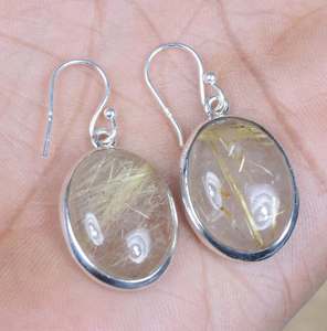 ต่างหูรูปวงรีทำด้วยมือ925เงินสเตอร์ลิงทำด้วยมือเครื่องประดับอัญมณีของขวัญครบรอบ - Product Image 4