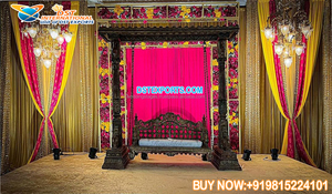 Vibrante escenario Swing Jhula para boda pareja impresionante Mehndi Jhoola tendencias para Nikah escenario decoración boda decoraciones Reino Unido - Product Image 4