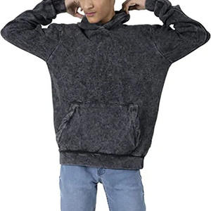 Sudaderas con capucha de lavado ácido ligeras cómodas con impresión personalizada para hombre 100% algodón invierno forrado cantidad a granel Sudadera con capucha - Product Image 2