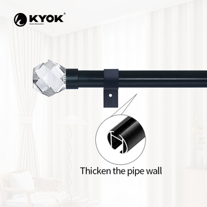 KYOK Elegant Crystal Finial Curtain Poles Modern Cylinder Shape Anti-Rust Metal Rods In Diameter - Product Image 4