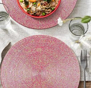 High Quality Handmade Glass <b>Beaded</b> Table <b>Placemat</b> Unique Shape Design Modern Style Wedding Birthday Embroidered Wholesale Price - Product Image 4