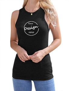 Venta al por mayor de verano de las mujeres sin mangas corto transpirable de algodón Spandex camiseta sin mangas personalizado Puff impresión Etiqueta Privada servicio OEM - Product Image 5