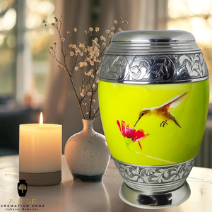 Humming Bird Aluminum Cremation <b>Urn</b> with Meena Coating <b>Large</b> (220 cu in) & Keepsake Sizes Leak Proof Engravable Cremation <b>Urns</b> - Product Image 6