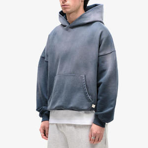 Sweat à capuche en coton mélangé délavé surdimensionné coupe décontractée soleil Style de rue personnalisé 500GSM American Fleece Vintage Sun Fade Hooded - Product Image 2
