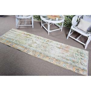 Tapis turc 2,2 x 7,5 pieds, tapis vintage, tapis oriental vert en laine - Product Image 4