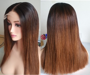 100% perruques de cheveux humains court bob perruque os droit avec hd dentelle frontale, inverse ombre brun brut cheveux vietnamiens - Product Image 3
