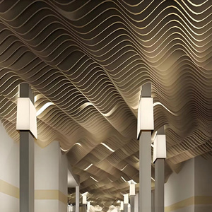 Décoration de <span class=keywords><strong>plafond</strong></span> en bois d'aluminium, aspect bois, plafonds à lattes ondulées en aluminium 3D, <span class=keywords><strong>lames</strong></span> de lattes <span class=keywords><strong>métalliques</strong></span>, design de <span class=keywords><strong>faux</strong></span> <span class=keywords><strong>plafond</strong></span> - Product Image 4