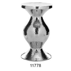 Mesa auxiliar de diseño martillado Chapado en plata para decoración Mesa de tambor de hoja de aluminio con niquelado - Product Image 1