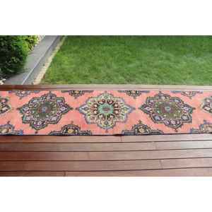 2.3x12.5 ft Vintage Rug, Turkish <b>Runner</b> Rug, <b>Red</b> Blue Southwestern Wool Rug - Product Image 2