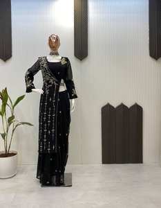 FANTAISIE VÊTEMENTS DE SOIRÉE GEORGETTE LEHENGA SAREE AVEC CHEMISIER ET BANDOULIÈRE - Product Image 1