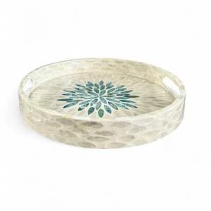 Bandeja de Nácar Hecha a Mano, Bandeja Decorativa con Incrustaciones de Concha Natural, Ecológica para Mesa del Hogar - Product Image 1