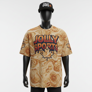 T-shirt ample pour homme, surdimensionné, tissu interlock en polyester 210 GSM, toucher doux, imprimé intégral, logo par sublimation, marron - Product Image 6