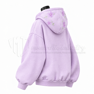 Sudadera con capucha extragrande informal con estampado floral de lavanda para mujer - Product Image 4