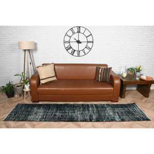 Tapis turc vintage 2x9,4 pieds, tapis oriental en laine noire - Product Image 2