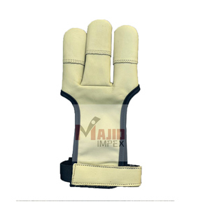 Tiro con arco Guantes de tres dedos Protección de dedos de cuero Equitación Tiro ecuestre Guantes de tiro con arco - Product Image 3