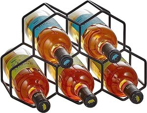 Estante de vino de 5 niveles con hexágono geométrico antiguo, soporte de almacenamiento de encimera de escritorio de Metal funcional para restaurantes independientes - Product Image 3