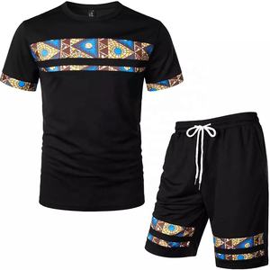 Vente en gros Ensemble de shorts de sport décontractés personnalisés pour hommes Africa Dashiki Print Design Summer Solid Color Eco-Friendly Breathable - Product Image 5