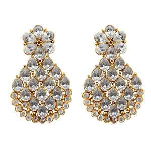 Pendientes colgantes finos Kriaa chapados en oro con Colgante de Piedra AD blanca 1313033 - Product Image 1