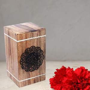 Handcrafted Classic Small Wooden Urn Box Pets Elegant Rectangle Cremation Memorial <b>Keepsake</b> Durable Eco-Friendly Brass Inlay - Product Image 4