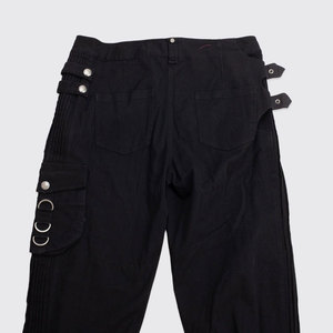 Pantalon cargo gothique punk taille 2XL, noir uni, coton extensible, boucle, plis, 2026 - Product Image 4