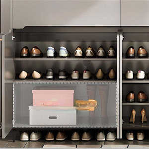 Ensemble de meubles d'entrée en bois gris moderne, armoire à chaussures fine avec tiroirs, console pour <span class=keywords><strong>petit</strong></span> couloir, meubles de rangement pour la maison - Product Image 1
