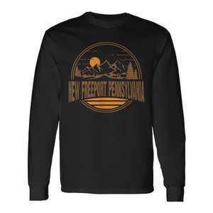 Freeport Pennsylvania <b>Mountain</b> Hiking Vintage Print Long Sleeve <b>T</b>-<b>Shirt</b> New Vintage Freeport Pennsylvania <b>T</b>-<b>Shirt</b> Promotional - Product Image 1