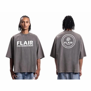 BOXY DISTRESSED BROWN WASHED DROP SHOULDER <b>TSHIRT</b> - Product Image 1