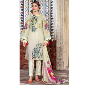 Vestido de mujer paquistaní de tamaño personalizado de calidad superior seda y algodón con diseño de impresión por sublimación hecho de material de césped - Product Image 1