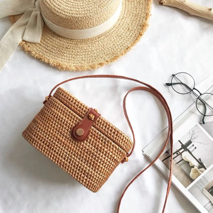 Sac en rotin ovale naturel tissé à la main-Sac à bandoulière en osier naturel pour style Boho & Vintage - Product Image 4