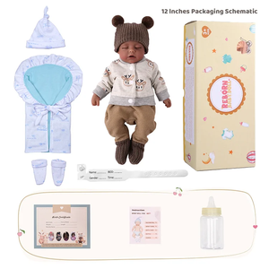 Muñeca Bebé <span class=keywords><strong>Reborn</strong></span> de <span class=keywords><strong>Silicona</strong></span> de <span class=keywords><strong>Cuerpo</strong></span> <span class=keywords><strong>Completo</strong></span> de 12 Pulgadas, Modelo Lucy de Babeside, Bebé Africano Americano Durmiendo, Compañero Realista - Product Image 6