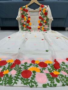 Lanzamiento de Super Hit Collection, Diseñador Kora Algodón con hilo multicolor trabajo Midi Dress. Una hermosa mezcla de elegancia - Product Image 6