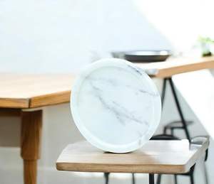 Plateau de service rond de luxe en marbre naturel écologique, sûr pour les mariages, les fêtes et la décoration intérieure - Product Image 6