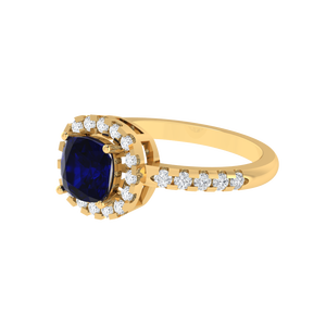 แหวนเงินแท้ 925 ประดับพลอยไพลินเดี่ยว ชุบทองคำขาว/โรเดียม/โรสโกลด์  มีไซส์ 7-22 น้ำหนัก 7 กรัม - Product Image 5