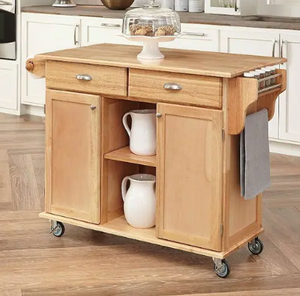 Îlot de cuisine compact en bois sur roulettes verrouillables - Product Image 6