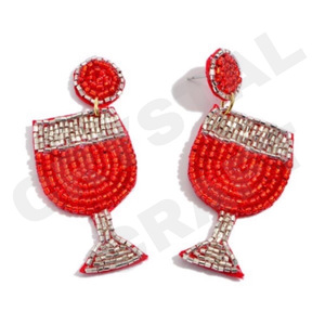 Boucles d'oreilles vintage de créateur en perles, boucles d'oreilles pendantes faites à la main en perles de rocaille, boucles d'oreilles de Noël en tissu pour mariage ou Memorial Day - Product Image 2