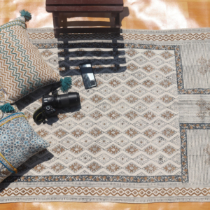 Carpets Empire Prayer Mat Handmade Cotton Kilim Rug Outdoor Garden <b>Yoga</b> Carpet Dining Room Rug Hand <b>Block</b> Print Flat 4x6ft - Product Image 1