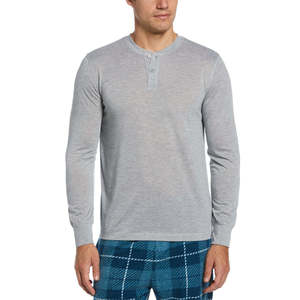 Perry Ellis Camicia da Notte Henley Comoda da Uomo XL/X-Large in Cotone 100% e Seta 100% Grigia - Product Image 1