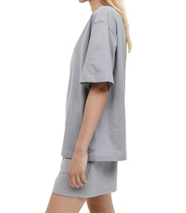 Ensemble short décontracté pour femme en coton à col rond et manches courtes, imprimé sur mesure, séchage rapide, respirant, coupe ample, idéal pour l'extérieur, été 2026 - Product Image 4