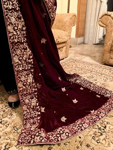 Superior Quality Goodshopping Luxury Velvet <b>Shawl</b> Women Solid Pattern Zari Embroidery <b>Sequin</b> Work Breathable Winter Season Made - Product Image 2