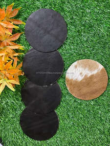Posavasos de piel de vaca Natural para bebidas, posavasos redondos de cuero para ocultar, taza de té, gran oferta - Product Image 4