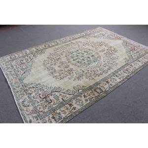 Tapis turc vintage 5,9x9,3 pieds, grand tapis persan en laine blanche - Product Image 4