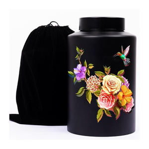 Urne funéraire en acier inoxydable étanche à l'air de couleur noire imprimée en ligne pour les cendres - Product Image 1