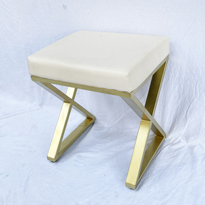 Silla de tocador cómoda con base en forma de X color crema/amarillo contemporáneo para dormitorio GTD010 - Product Image 4