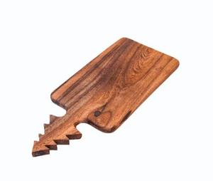 Tabla de cortar de madera de acacia pulida de alta calidad con mango de forma navideña El mejor bloque de cortar temático navideño - Product Image 2