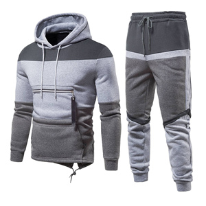 ชุดวอร์มผู้ชายไซส์ใหญ่ 2 ชิ้น ผ้าฟลีซ ชุดเซ็ตฤดูหนาว เสื้อฮู้ด กางเกงจ็อกเกอร์ ชุดกีฬา สำหรับใส่ลำลอง ออกกำลังกาย แห้งเร็ว ระบายอากาศได้ดี - Product Image 1