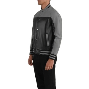 แจ็คเก็ตบอมเบอร์หนังแท้สีดำและสีเทา พร้อมผ้าฝ้ายระบายอากาศ ปักโลโก้ได้ตามต้องการ แจ็คเก็ตฤดูใบไม้ร่วงและฤดูหนาวสำหรับผู้ชาย ปี 2026 - Product Image 2